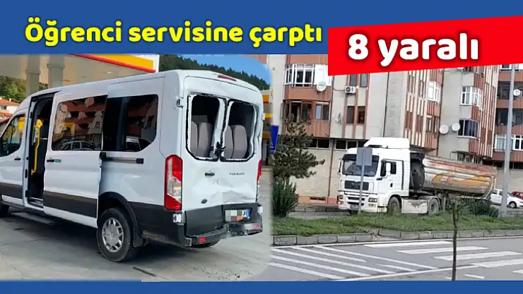 Tır öğrenci servisine çarptı