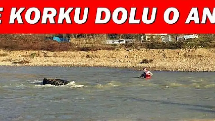 Traktör sulara gömüldü, işte korku dolu anlar!