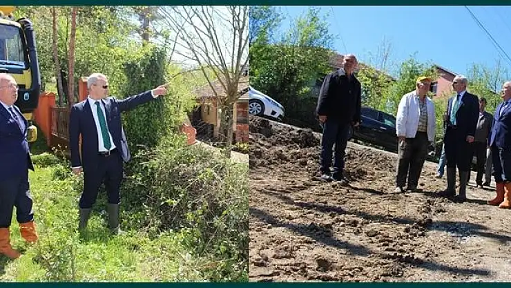 Vali çizmeleri giydi, yol çalışmalarını inceledi