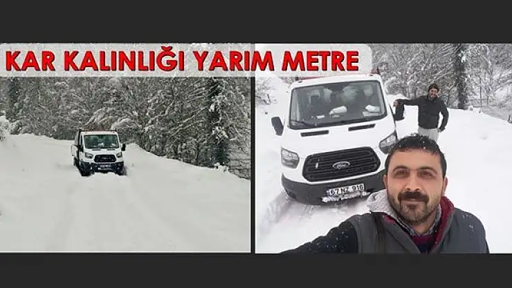 Yarım metreyi geçen karda mahsur kaldılar