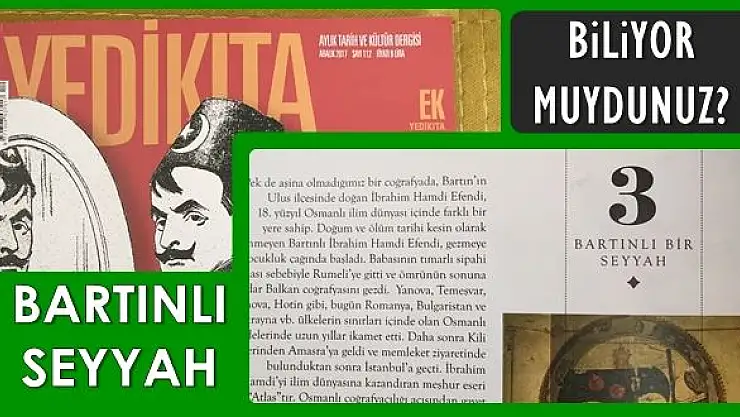Yedikıta dergisinde Bartınlı Bir Seyyah
