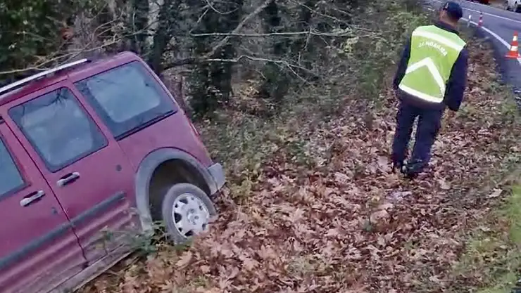 Yoldan çıktı, ağaca çarptı