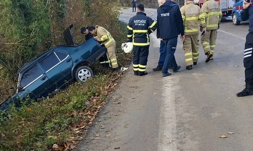 Kozcağız'da kaza, şarampole devrildi