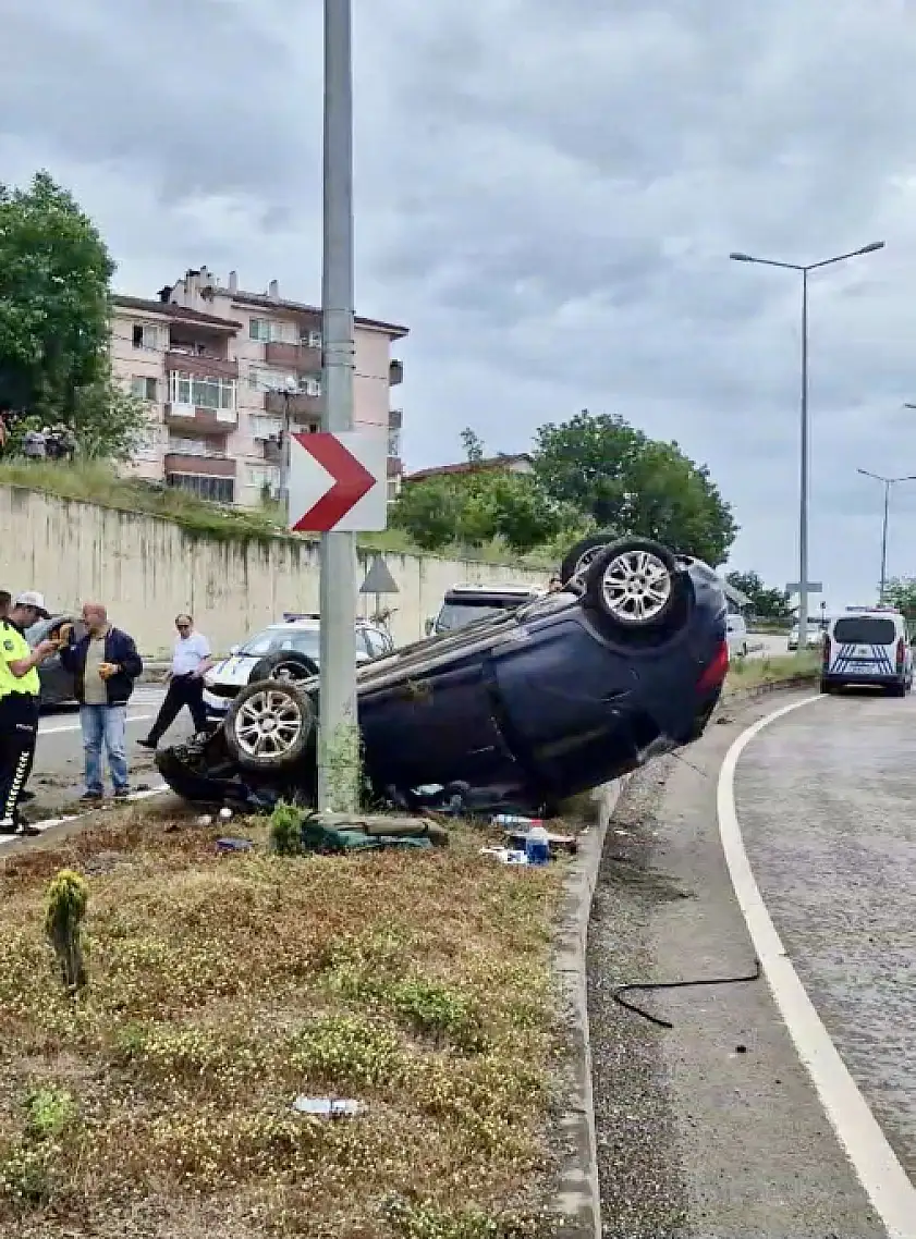 Aynı noktada takla attı