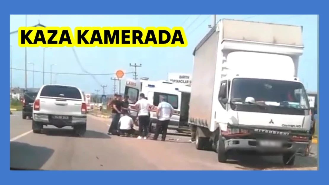 Kamyonet ile motosiklet böyle çarpıştı