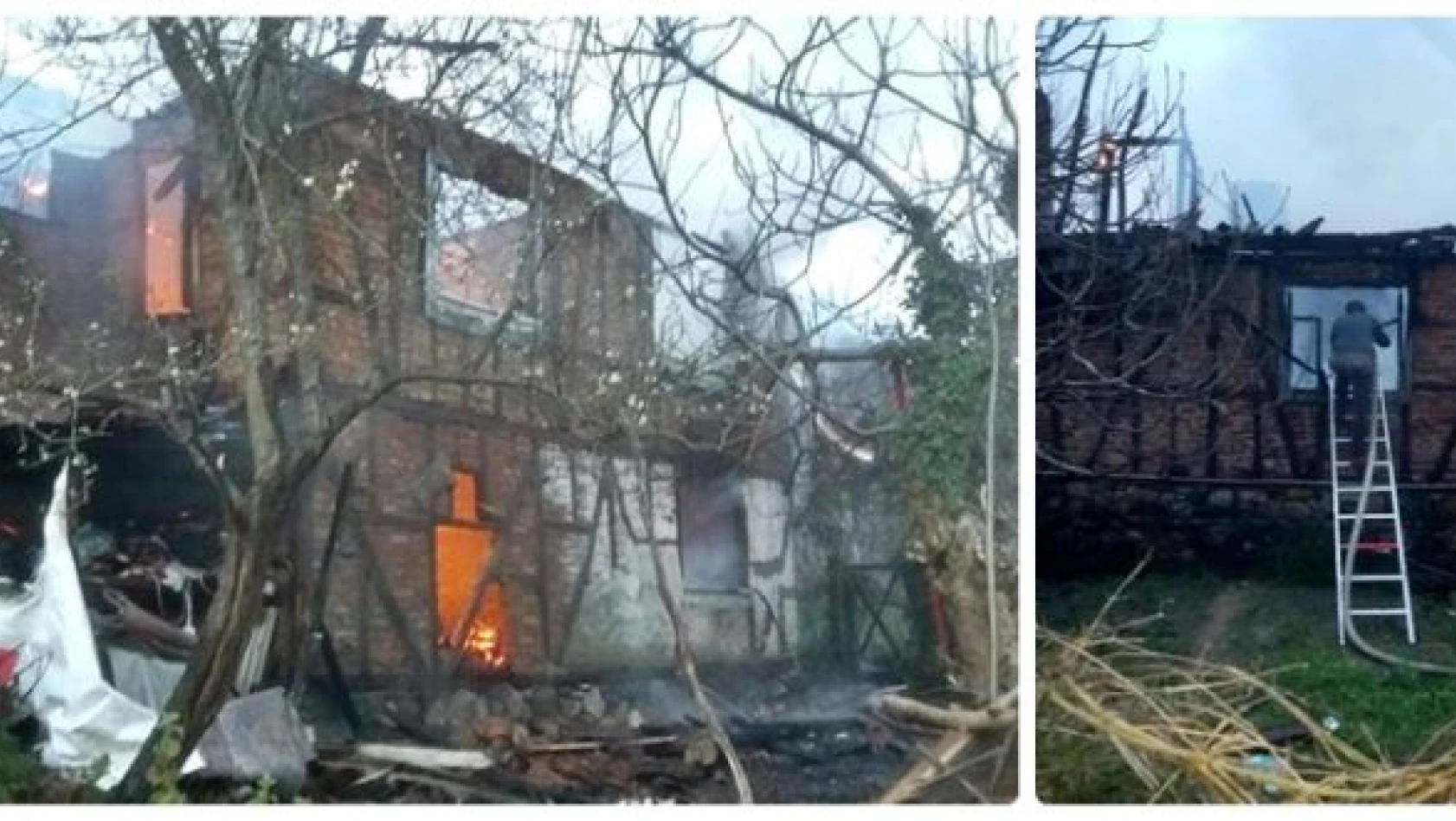 Evleri yanan aile evsiz kaldı 