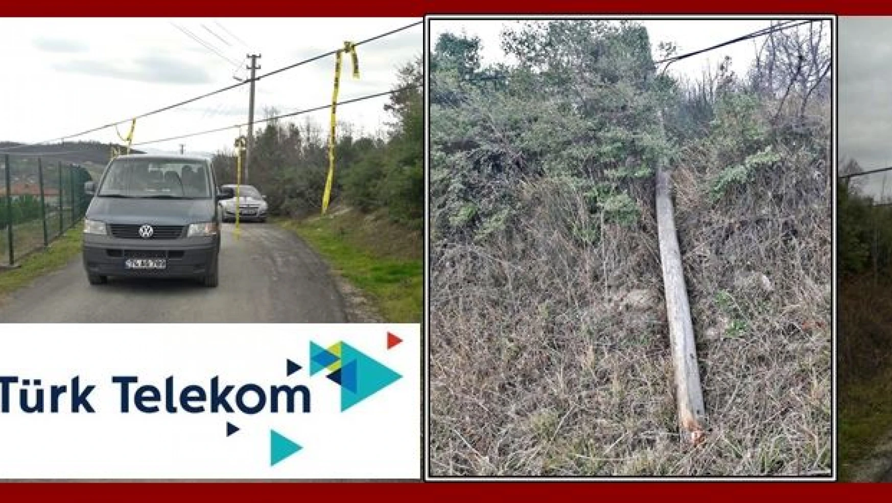 Telekom direği yıkıldı, kablolar tehlike saçıyor