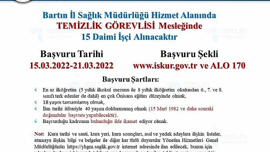 İşçi alımı için başvurular başladı