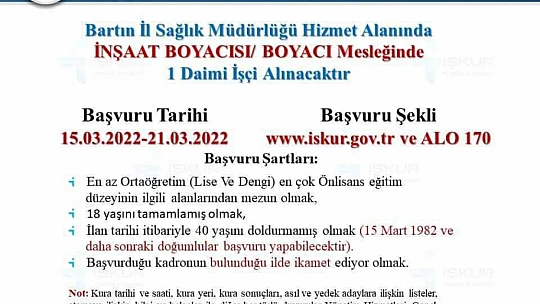 İşçi alımı için başvurular başladı