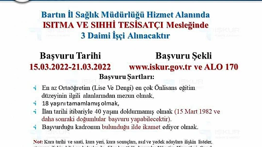 İşçi alımı için başvurular başladı