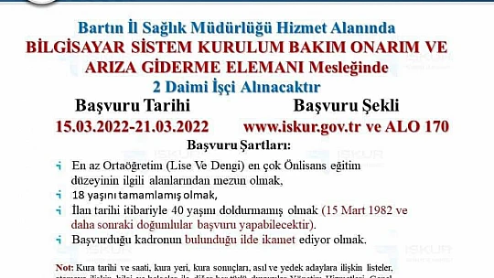 İşçi alımı için başvurular başladı