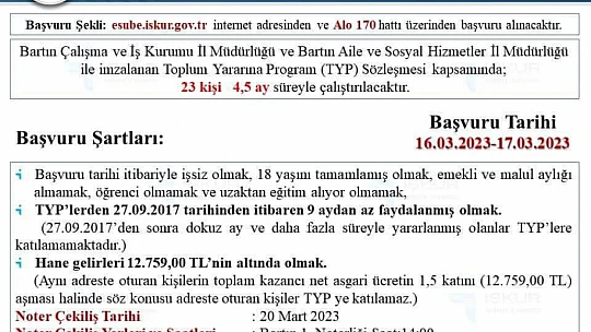 Typ kapsamında 23 kişi alınacak