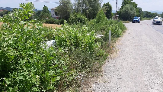 Lastiği patlayan otomobil kanala devrildi
