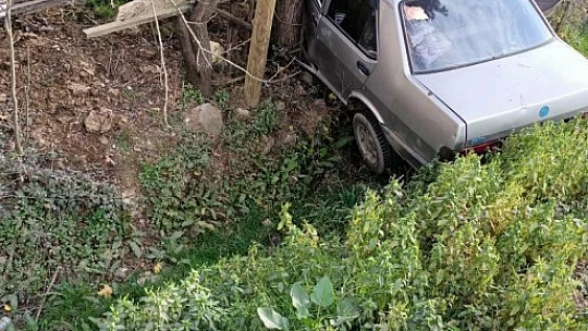 Yoldan çıkan otomobil ağaca çarptı