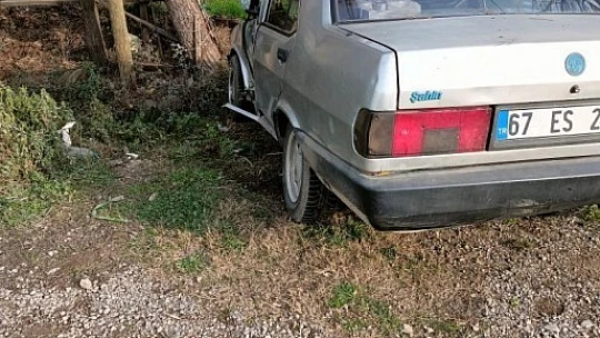 Yoldan çıkan otomobil ağaca çarptı
