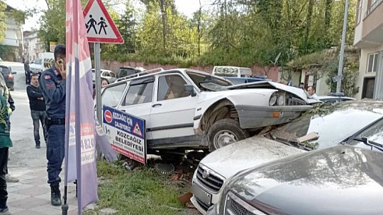 Park halindeki aracın üzerine çıktı