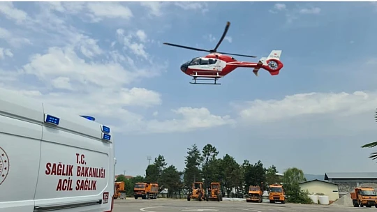 İş kazası, helikopter ile sevk edildi
