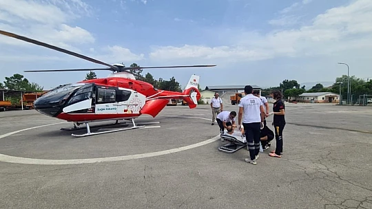 İş kazası, helikopter ile sevk edildi