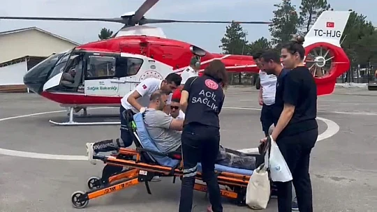 İş kazası, helikopter ile sevk edildi