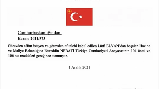 Kabinede görev değişikliği